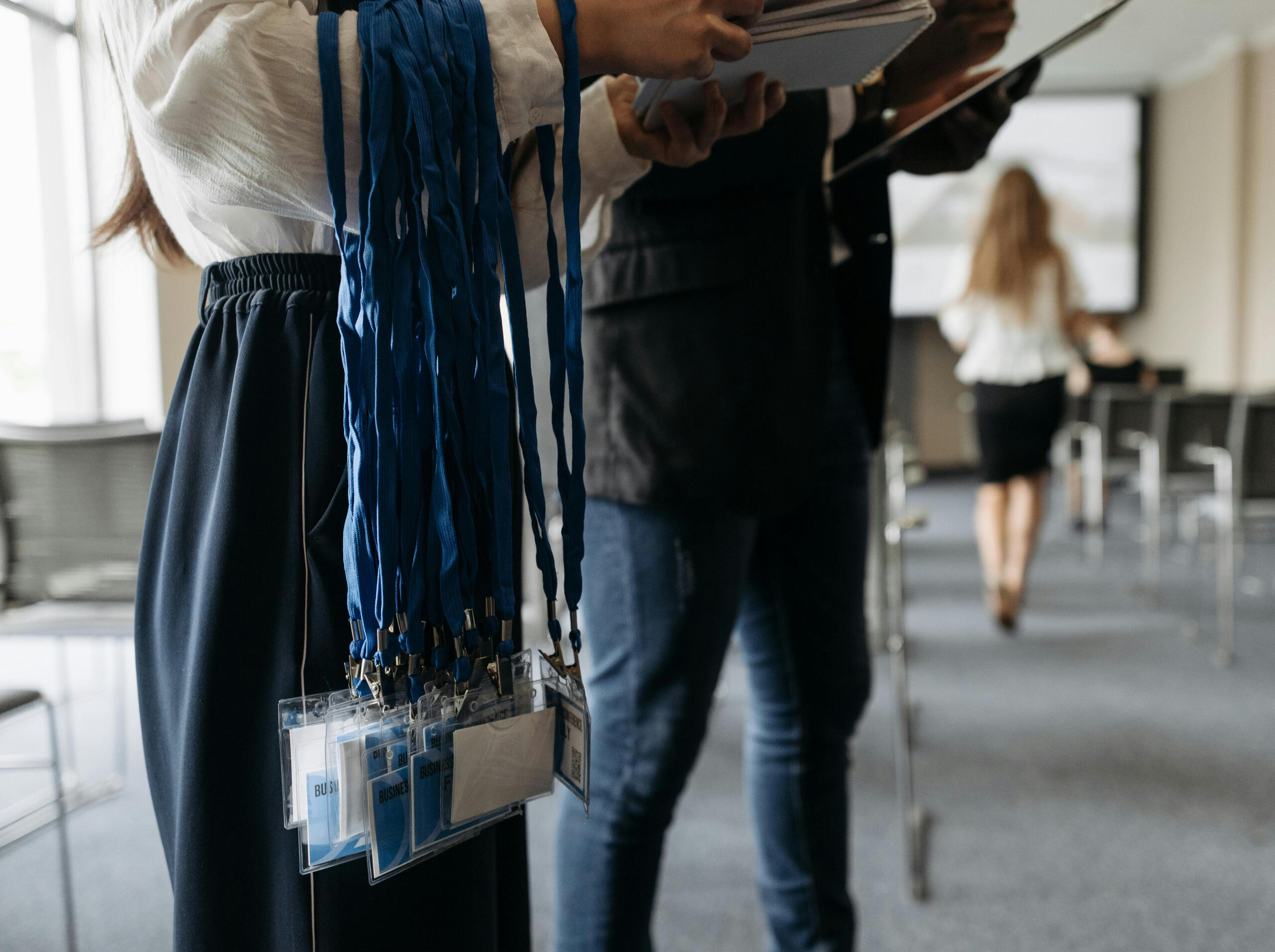 Photo by Pavel Danilyuk: https://www.pexels.com/photo/badges-on-lanyards-8761304/